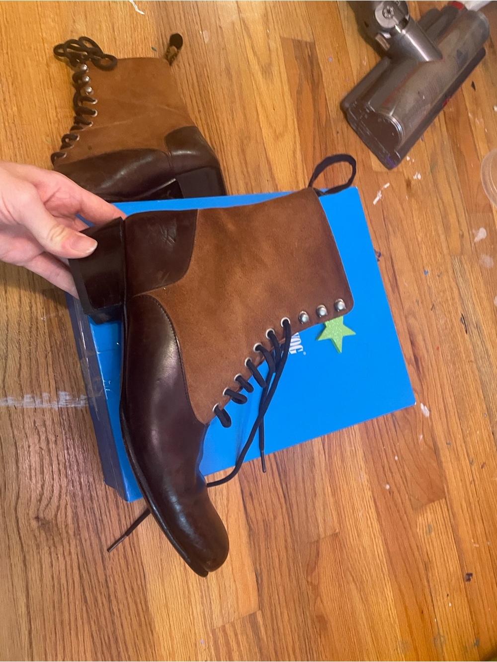 John Fluevog Brown and Tan Two-Tone Chukka Lace-Up Boots - Picture 4 of 7
